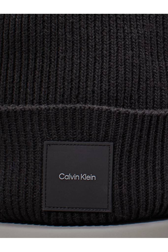 Detal stylizacja męska czapka zimowa cotton/wool fine rib beanie calvin klein K50K512356