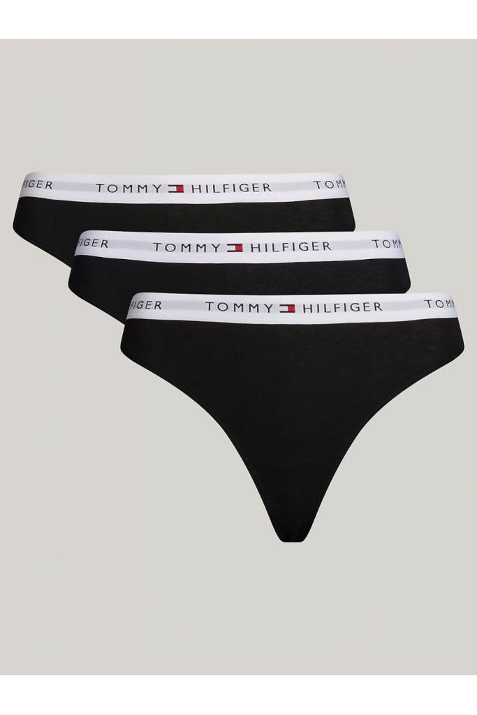 Damskie stringi ess cotton tommy hilfiger 3-pack UW0UW05530