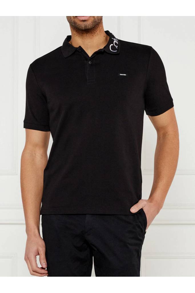 Przód męskie polo stretch pique logo collar calvin klein K10K114474 Przód męskie polo stretch pique logo collar calvin klein K10K114474