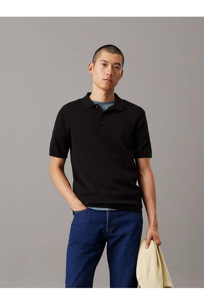 Przód męskie polo bawełniane knitted supima cotton calvin klein K10K114476 Przód męskie polo bawełniane knitted supima cotton calvin klein K10K114476