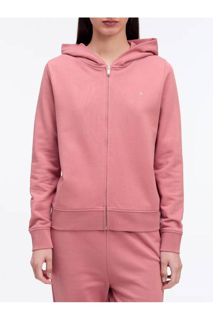 Przód damska bluza z kapturem rozpinana emb terry calvin klein K20K208426