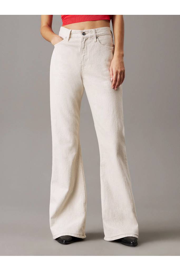 Przód damskie jeansy linen mr relaxed flare calvin klein K20K208263