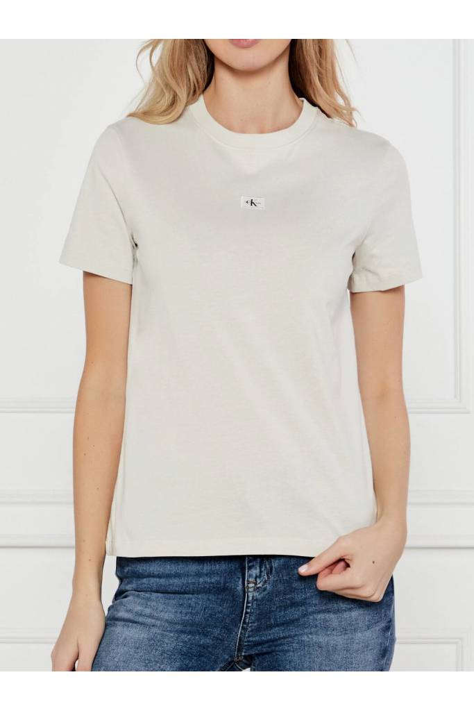 Przód damski t-shirt woven label regular calvin klein jeans J20J225243