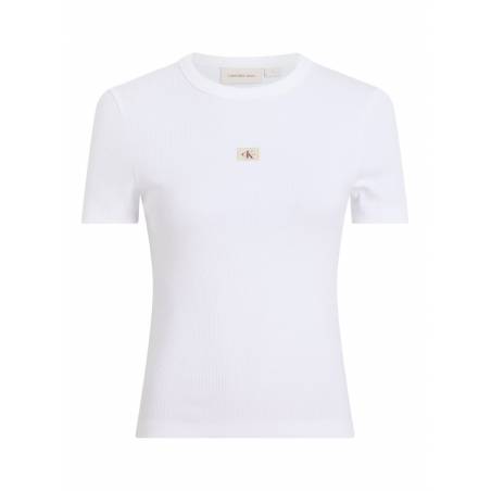 Damski t-shirt woven label rib fitted calvin klein jeans J20J225245