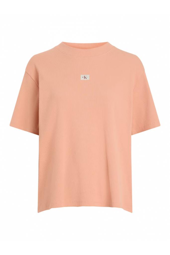 Damski t-shirt woven label rib relaxed calvin klein jeans J20J225247