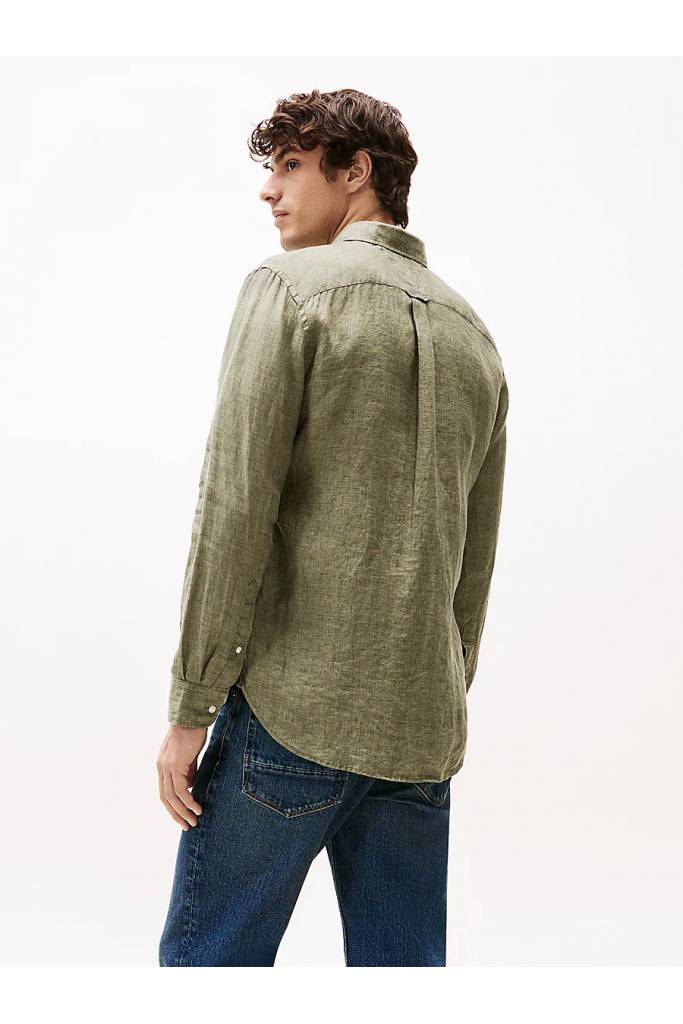 Tył męska lniana koszula pigment dyed li tommy hilfiger MW0MW34602