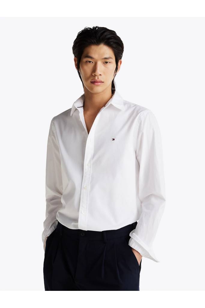Przód męska koszula flex poplin kent collar tommy hilfiger MW0MW38137