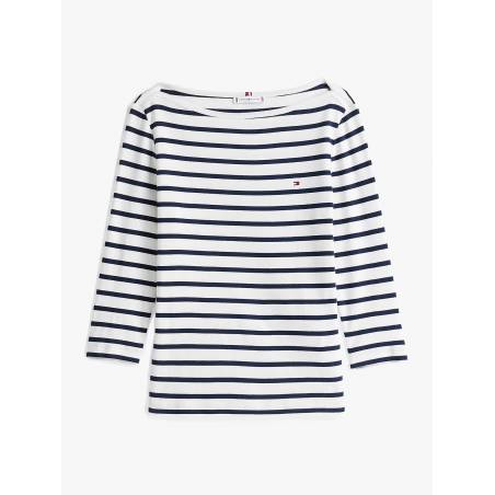 Damska bluzka w paski z rękawem 3/4 cody tommy hilfiger WW0WW40589