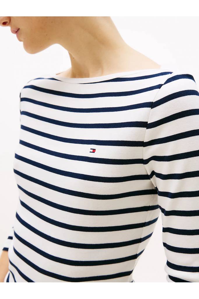 Detal stylizacja damska bluzka w paski z rękawem 3/4 cody tommy hilfiger WW0WW40589 Detal stylizacja damska bluzka w paski z rękawem 3/4 cody tommy hilfiger WW0WW40589