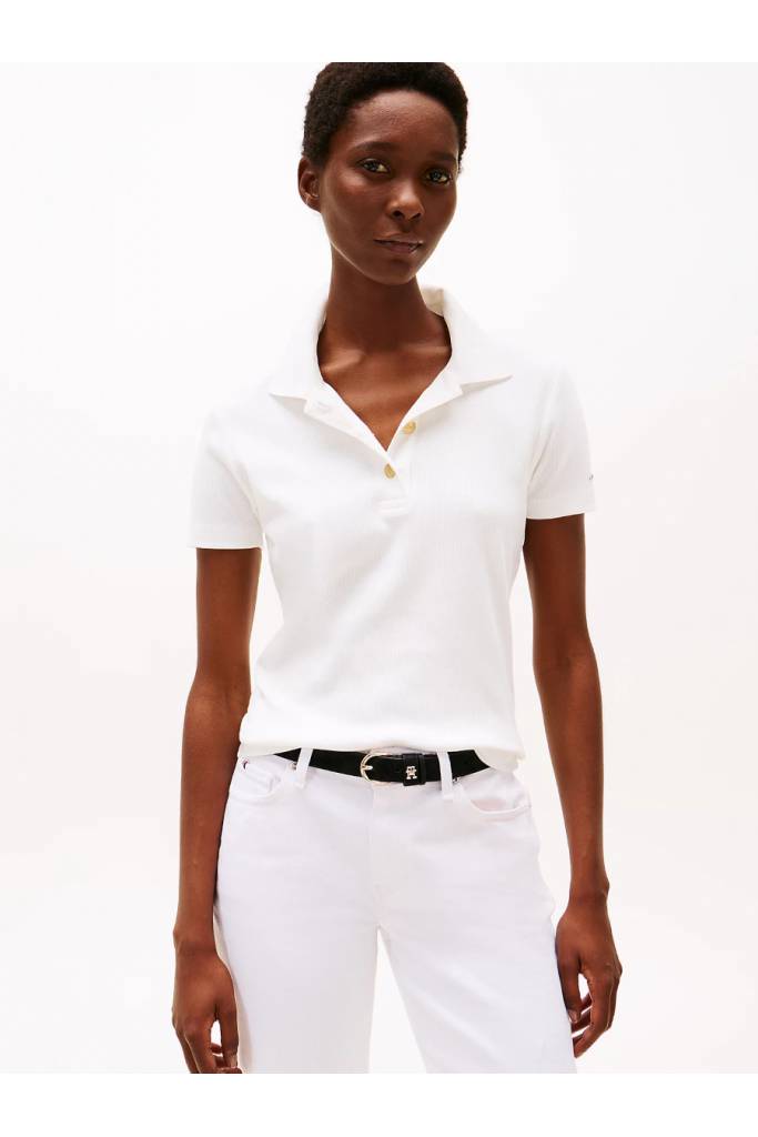 Detal 4 damskie polo gold button slim tommy hilfiger WW0WW45436 Detal 4 damskie polo gold button slim tommy hilfiger WW0WW45436