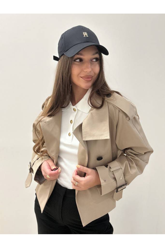 Detal 4 damski krótki płaszcz trench cotton crop tommy hilfiger WW0WW43933