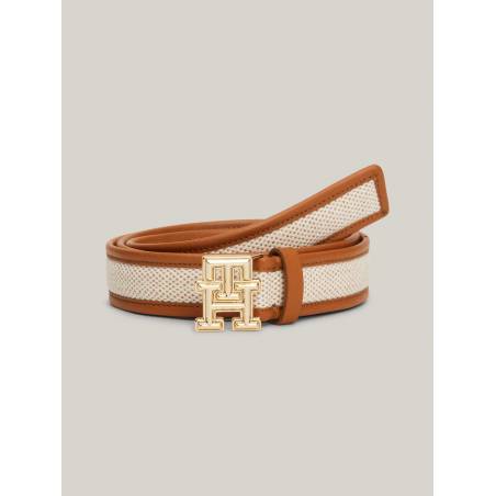 Damski skórzany pasek logo bombe canvas tommy hilfiger 25mm AW0AW16022