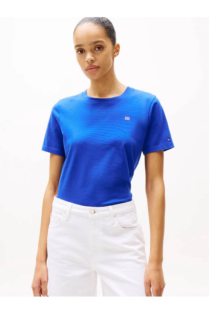 Przód damski t-shirt contrast flag reg tommy hilfiger WW0WW45522