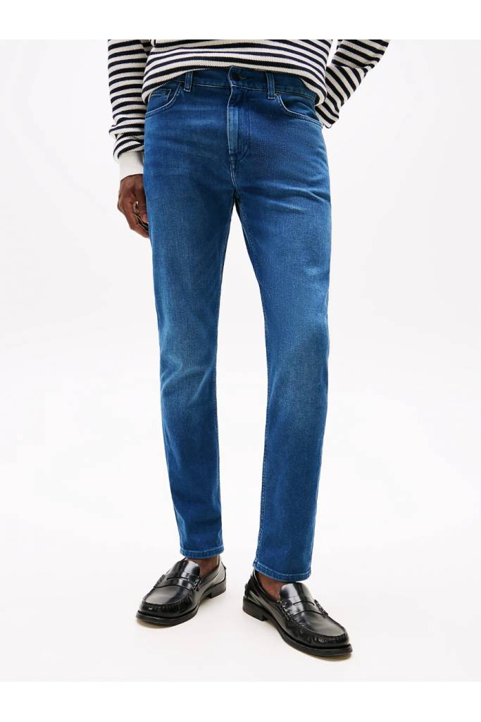 Przód męskie jeansy slim bleecker sstr lake blue tommy hilfiger MW0MW40650