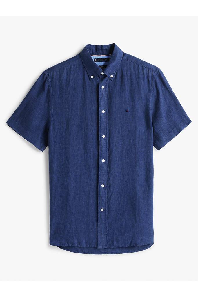 Męska lniana koszula z krótkim rękawem pigment dyed tommy hilfiger MW0MW35207