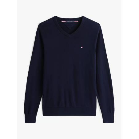 Męski sweter w serek essential cotton tommy hilfiger MW0MW14745