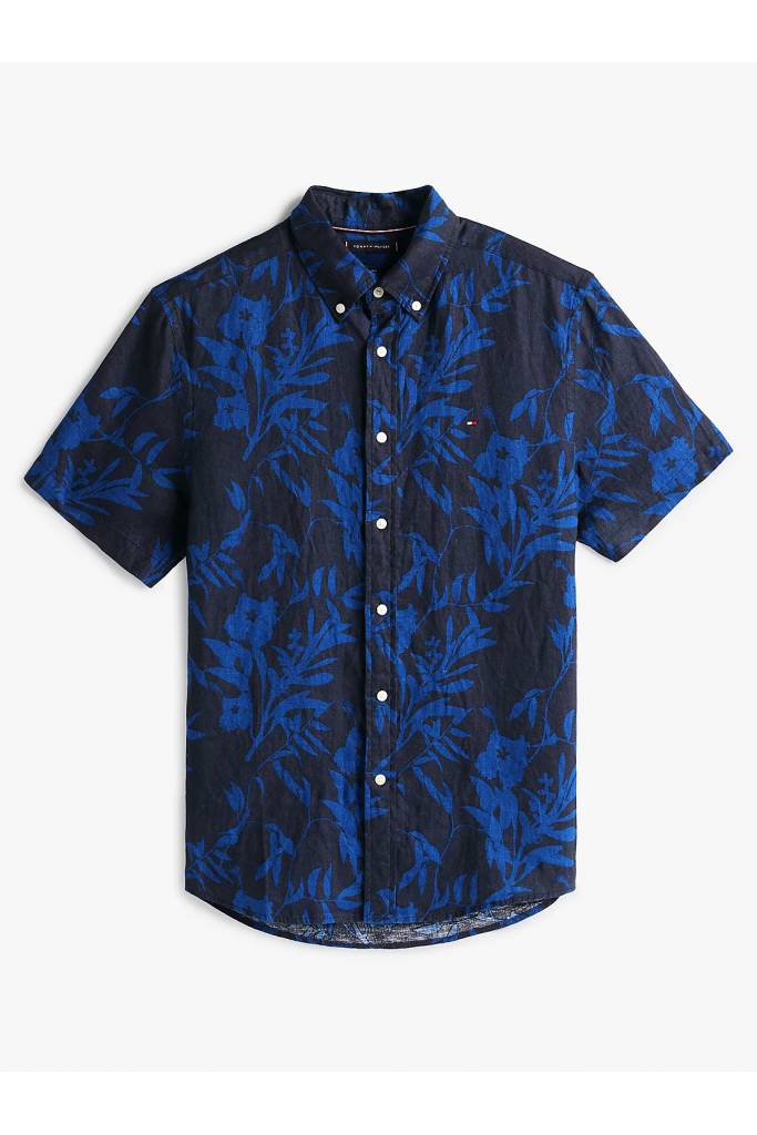 Męska lniana koszula z krótkim rękawem tropical prt tommy hilfiger MW0MW38586