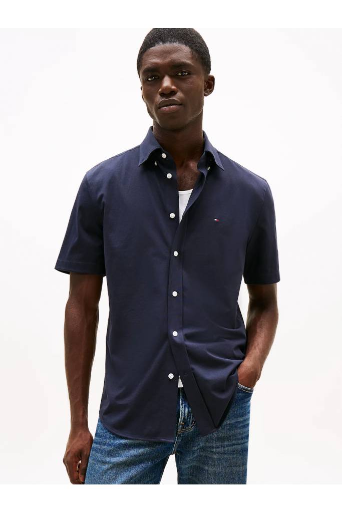 Przód męska koszula performance knit solid tommy hilfiger MW0MW38663