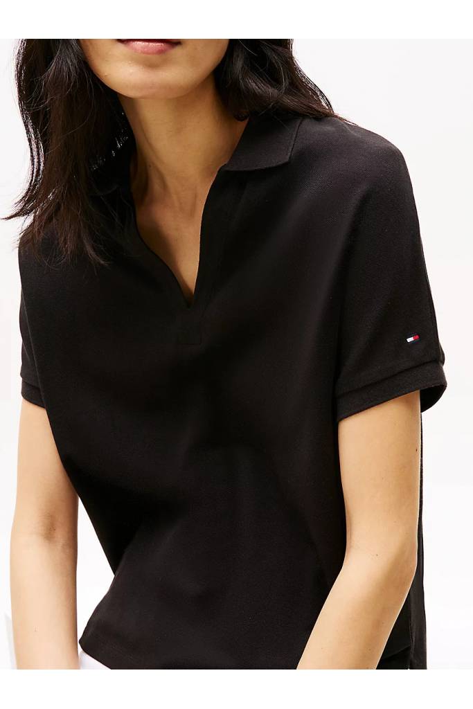 Detal stylizacja damskie polo w serek lyocell open-nk relaxed tommy hilfiger WW0WW44512 Detal stylizacja damskie polo w serek lyocell open-nk relaxed tommy hilfiger WW0WW44512
