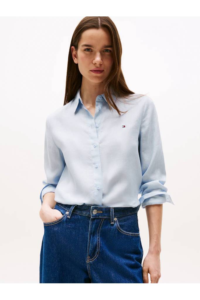 Przód damska koszula lniana ess relaxed tommy hilfiger WW0WW44679