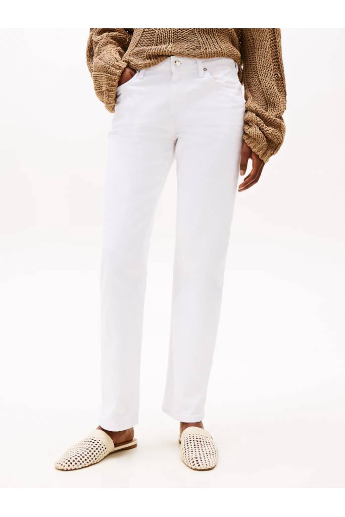 Przód damskie jeansy classic straight rw white tommy hilfiger WW0WW45923