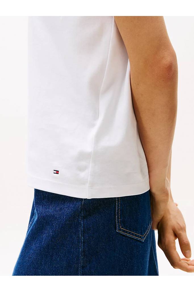 Detal stylizacja damski t-shirt mdrn cap slv corp logo tommy hilfiger WW0WW46113 Detal stylizacja damski t-shirt mdrn cap slv corp logo tommy hilfiger WW0WW46113