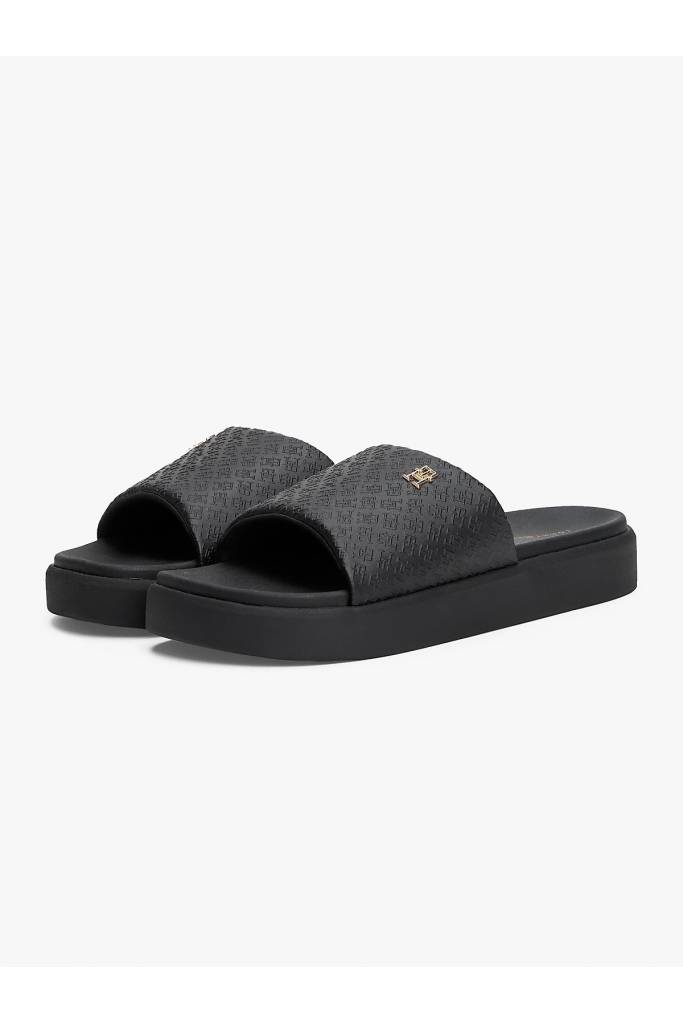 Przód damskie klapki pearl platform monogram poolside tommy hilfiger FW0FW08526 Przód damskie klapki pearl platform monogram poolside tommy hilfiger FW0FW08526