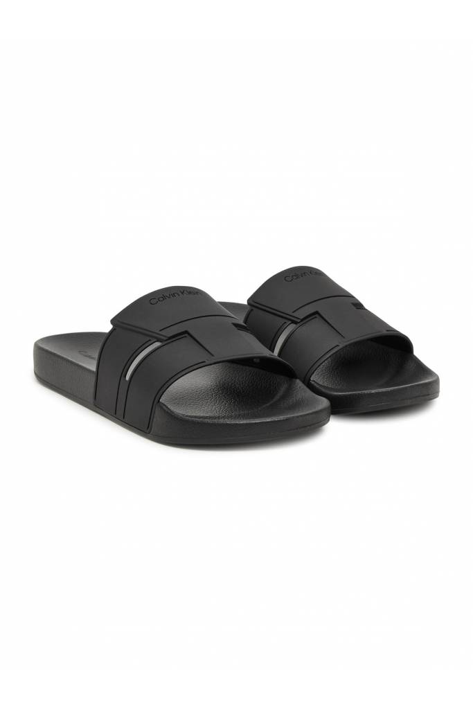 Przód męskie klapki santorini pool slide double calvin klein HM0HM01752 Przód męskie klapki santorini pool slide double calvin klein HM0HM01752