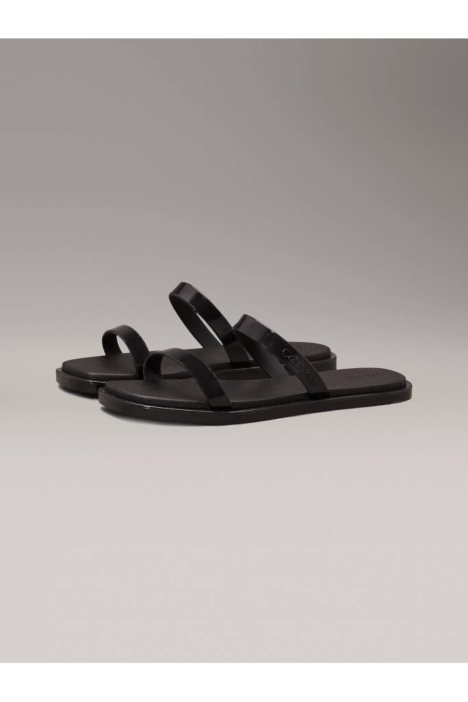 Przód damskie klapki sleek double bar jelly calvin klein HW0HW02417