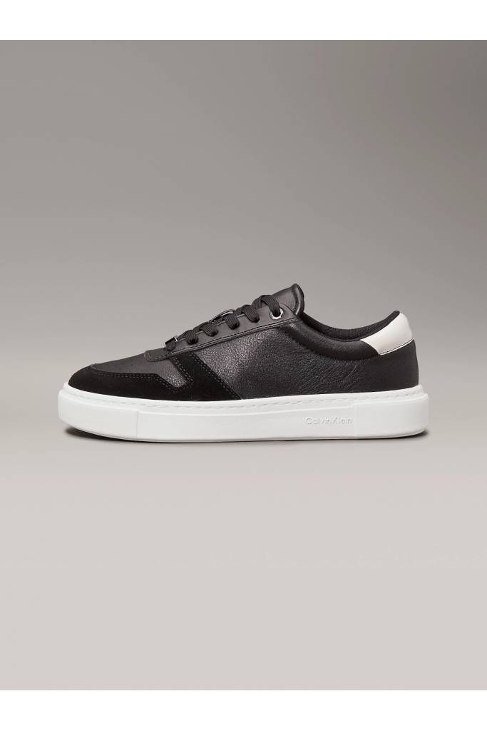 Damskie sneakersy skórzane cupsole lace up mix calvin klein HW0HW02470