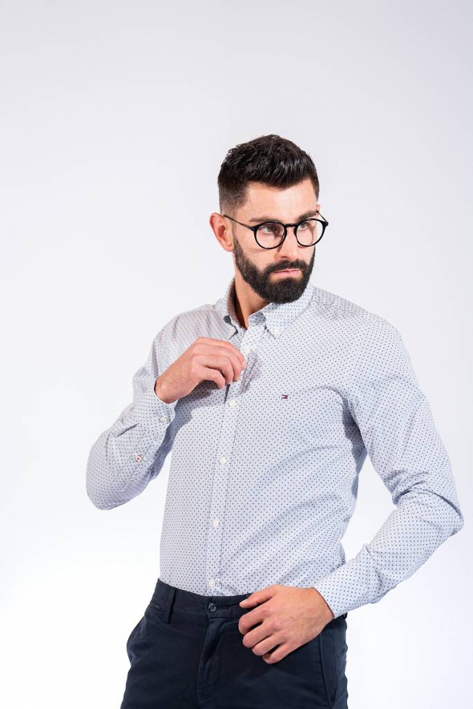Detal stylizacja tommy hilfiger koszula slim dot MW0MW14491 Detal stylizacja tommy hilfiger koszula slim dot MW0MW14491