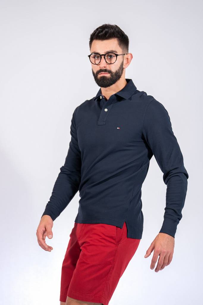 Detal stylizacja tommy hilfiger polo męskie MW0MW14549