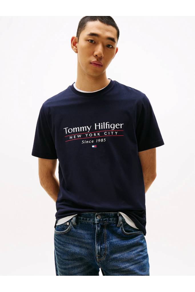 Przód męski t-shirt center stack tommy hilfiger MW0MW38621
