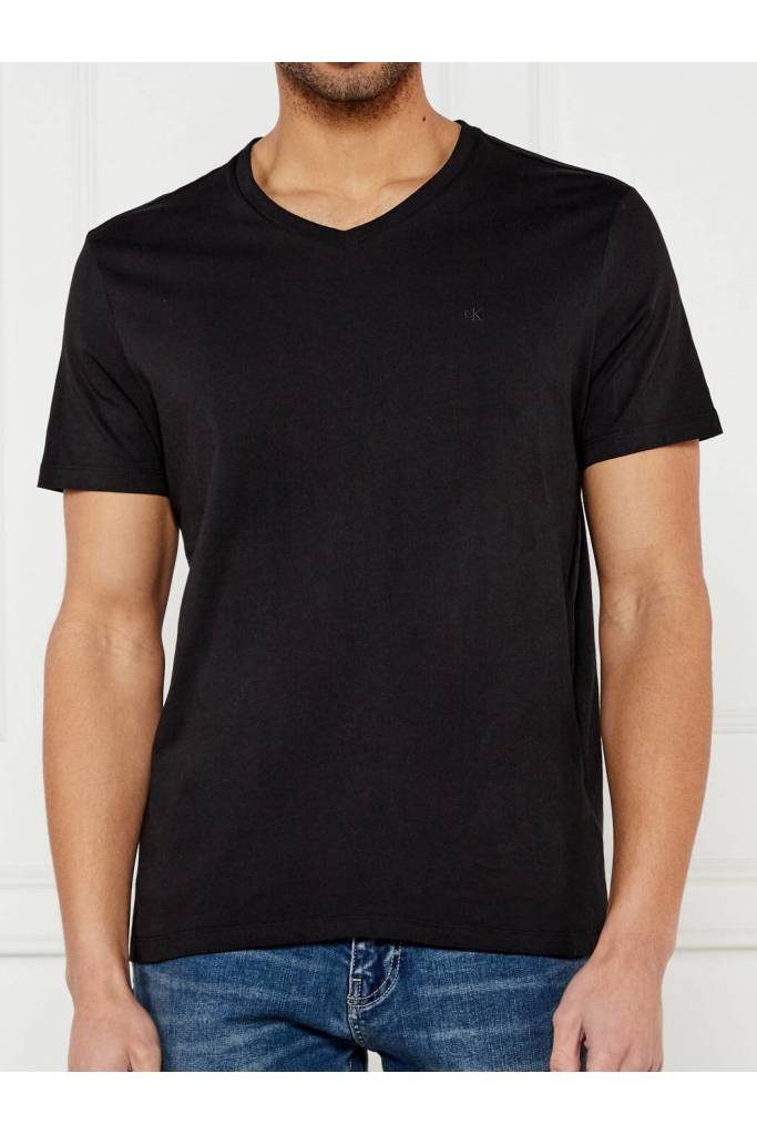 Przód męski t-shirt w serek smooth cttn solid calvin klein jeans LV040HM298