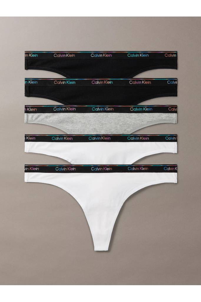 Damskie stringi icon logo thong calvin klein 5-pack LV00QD5322