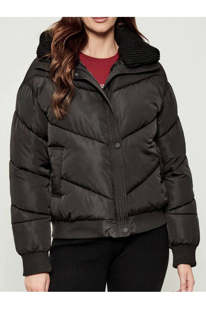 Przód damska kurtka ocieplana dora knit-collar guess active V5BL06 W4922