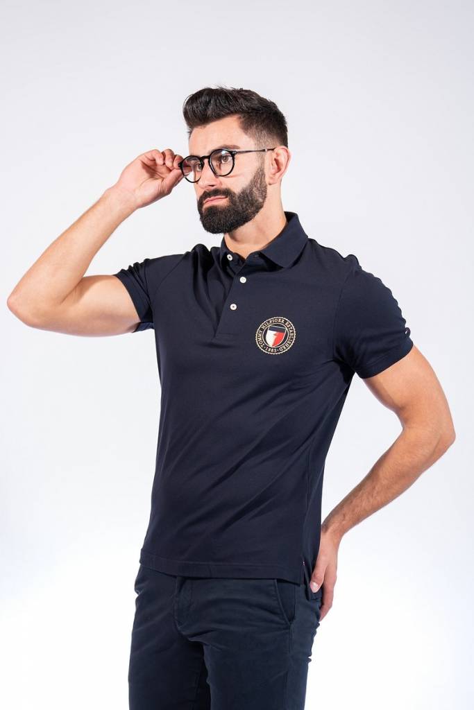 Przód tommy hilfiger polo crest chest męskie MW0MW14166 Przód tommy hilfiger polo crest chest męskie MW0MW14166