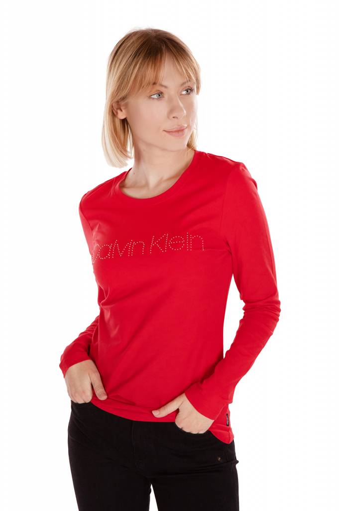 Detal stylizacja calvin klein bluzka stud logo K20K202386