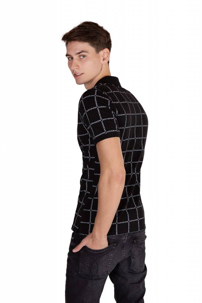Tył calvin klein jeans polo grid męskie J30J315695 Tył calvin klein jeans polo grid męskie J30J315695
