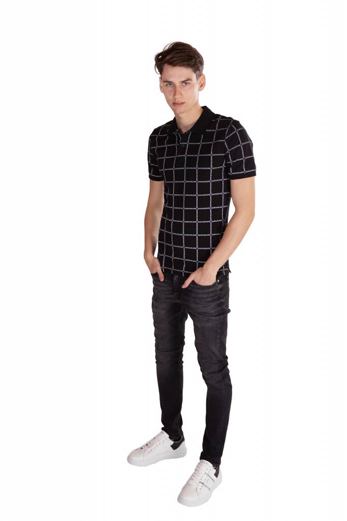Przód calvin klein jeans polo grid męskie J30J315695 Przód calvin klein jeans polo grid męskie J30J315695