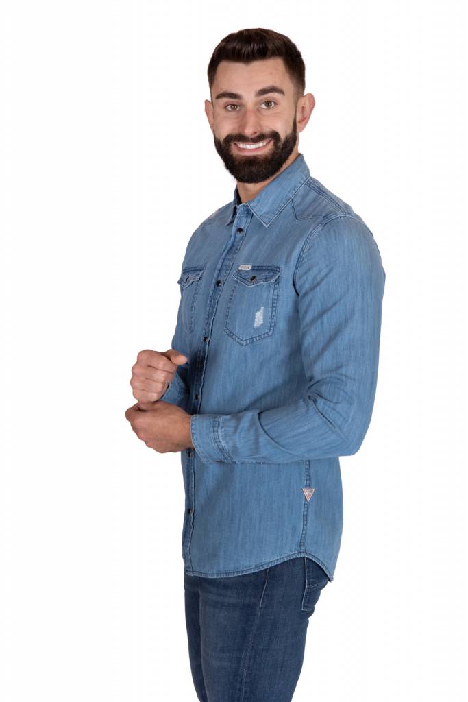 Przód guess koszula jeansowa truckee M0YH02 D14LM Przód guess koszula jeansowa truckee M0YH02 D14LM