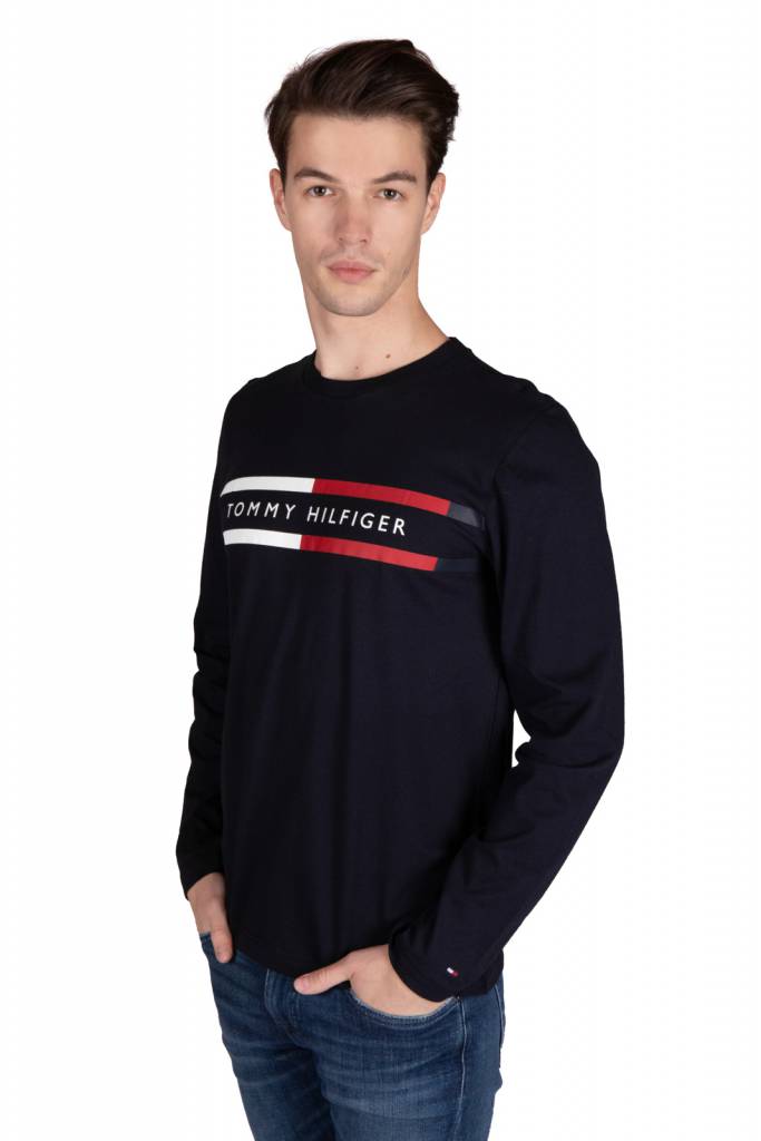 Przód tommy hilfiger longsleeve corp chest striple tee MW0MW15338 Przód tommy hilfiger longsleeve corp chest striple tee MW0MW15338