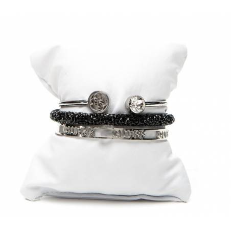 Guess zestaw bransoletek silver/black UBS20203