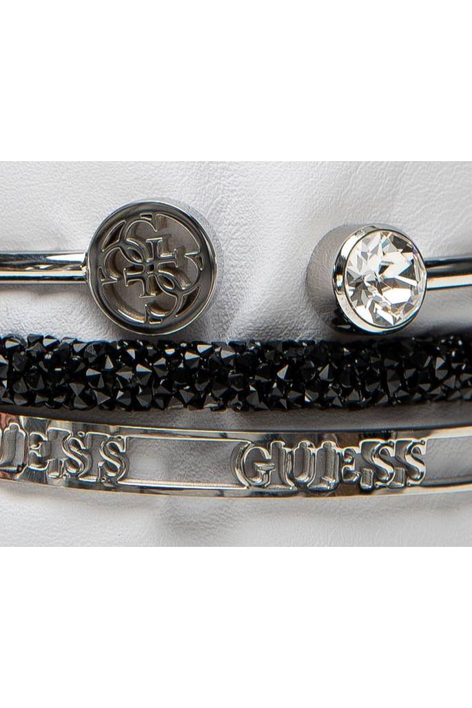 Detal stylizacja guess zestaw bransoletek silver/black UBS20203