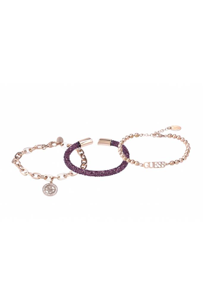 Przód guess zestaw bransoletek pink gold/purple UBS20221 Przód guess zestaw bransoletek pink gold/purple UBS20221