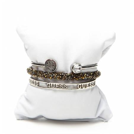 Guess zestaw bransoletek silver/brown UBS20201