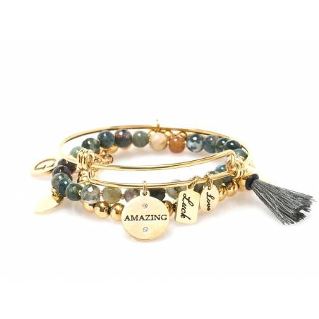 Guess zestaw bransoletek gold/green UBS80016