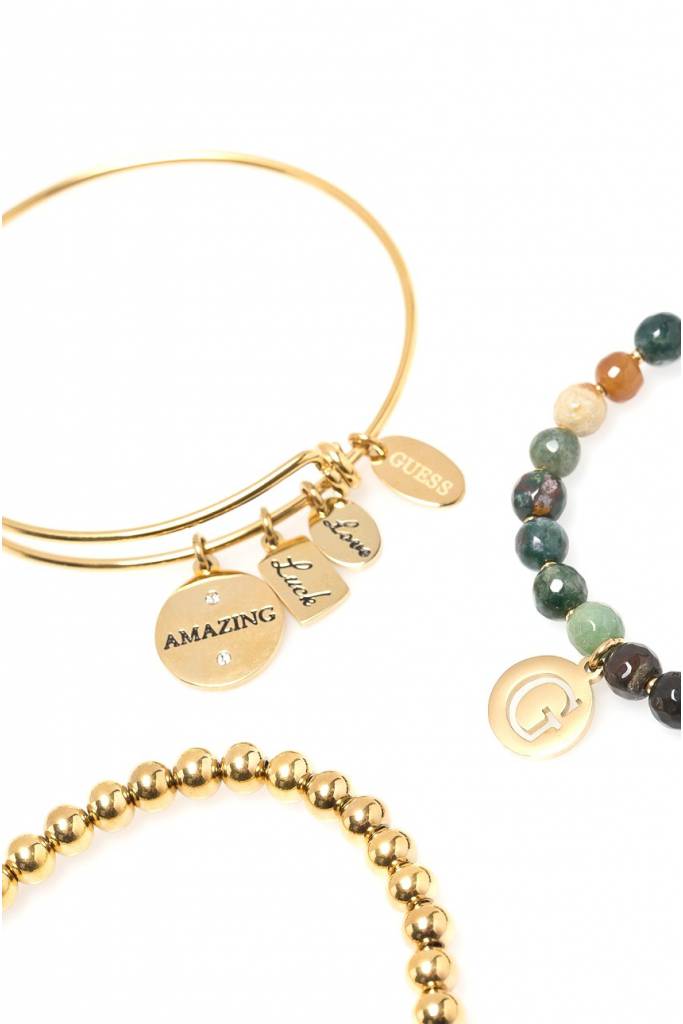 Detal stylizacja guess zestaw bransoletek gold/green UBS80016 Detal stylizacja guess zestaw bransoletek gold/green UBS80016