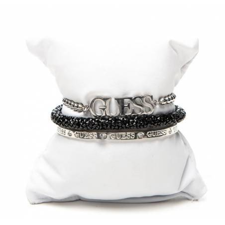 Guess zestaw bransoletek silver/black UBS20215