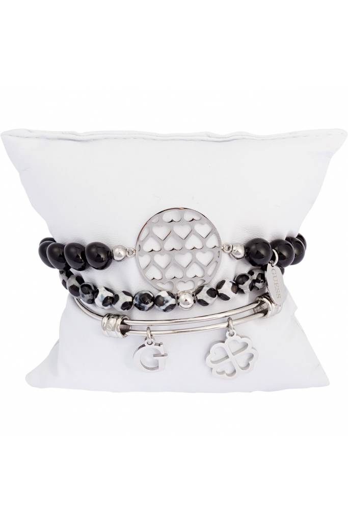 Guess zestaw bransoletek silver/black UBS80021 Guess zestaw bransoletek silver/black UBS80021